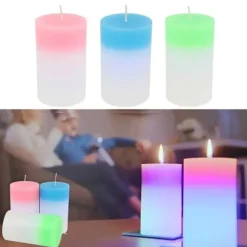 CANDELA DI CERA MAGICA SI ILLUMINA QUANDO ACCESA CON FIAMMA REALE LUCE CONTINUA 6 COLORI