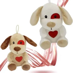 CANE CAGNOLINO PELUCHE 16CM CUORE STAMPATO LACCIO SAN VALENTINO COL. ASS. 95066