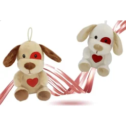 CANE CAGNOLINO PELUCHE 16CM CUORE STAMPATO LACCIO SAN VALENTINO COL. ASS. 95066