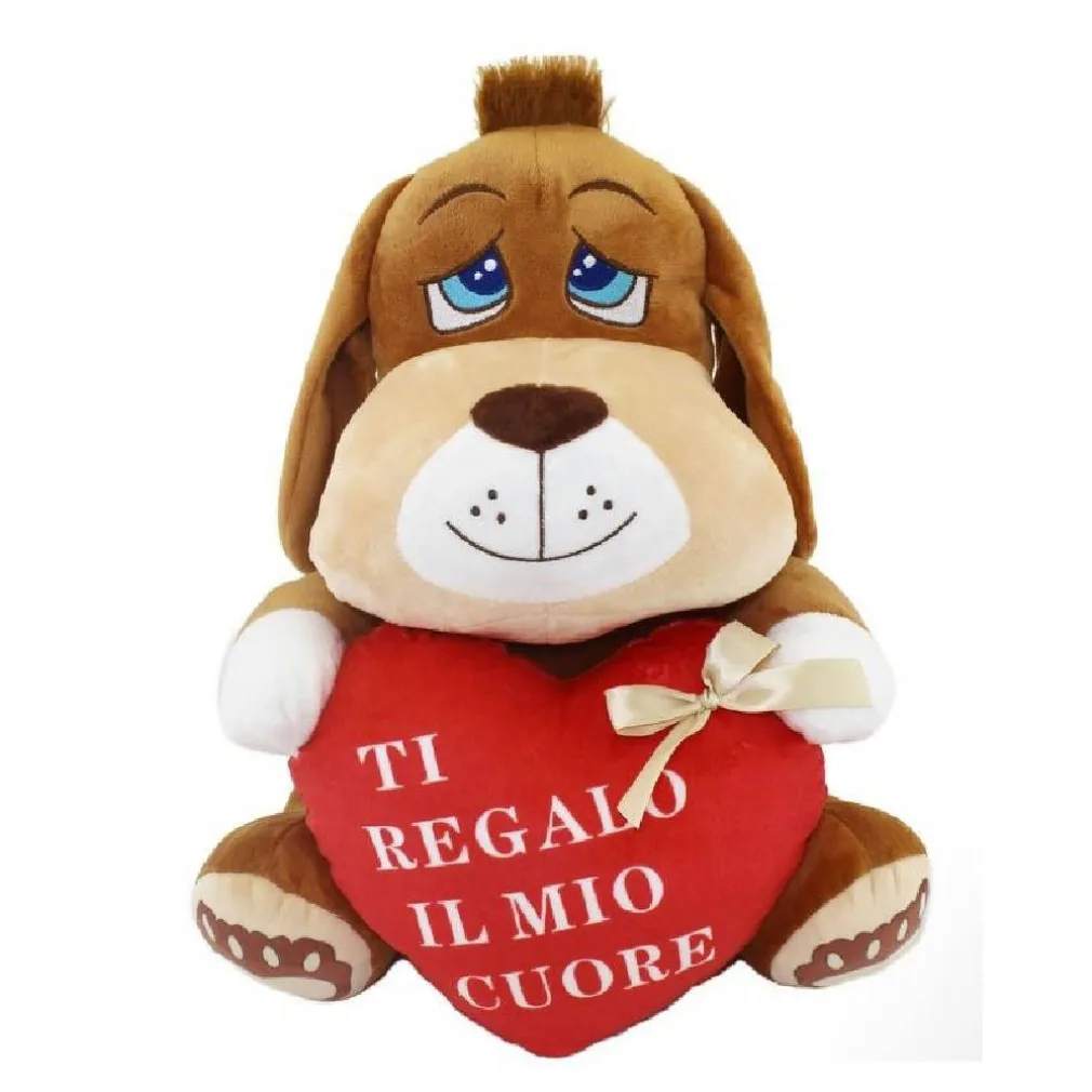 CANE PELUCHE 35CM CON CUORE SCRITTA "TI REGALO IL MIO CUORE" SAN VALENTINO 67778