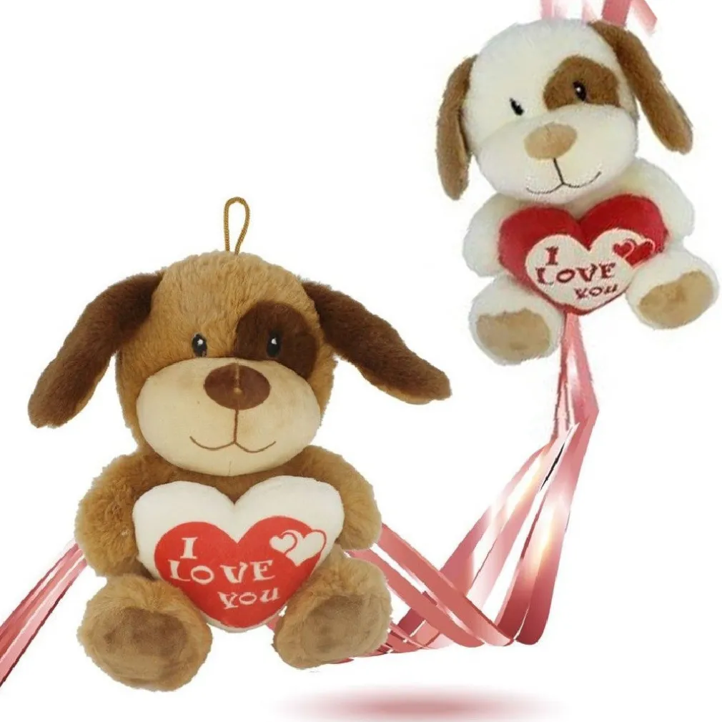CANE PELUCHE CON CUORE SCRITTA "I LOVE YOU" 22CM CON LACCIO SAN VALENTINO 93697