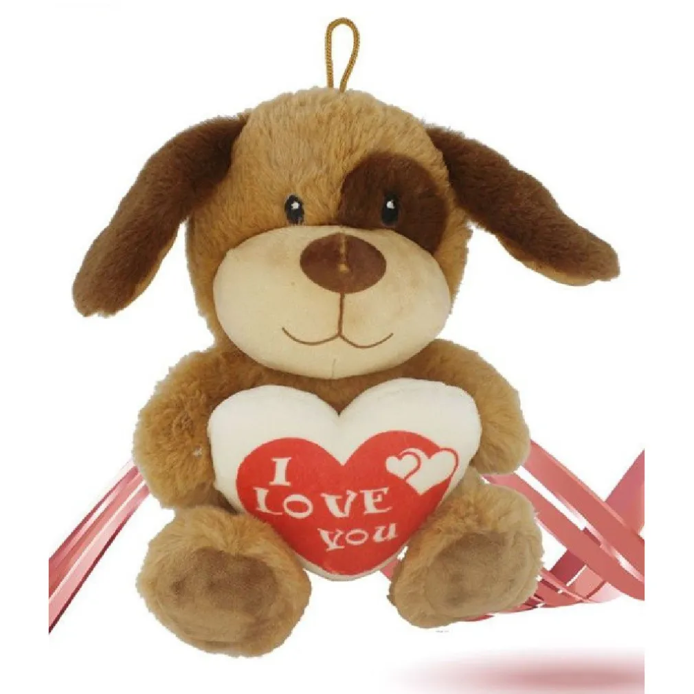 CANE PELUCHE CON CUORE SCRITTA "I LOVE YOU" 22CM CON LACCIO SAN VALENTINO 93697