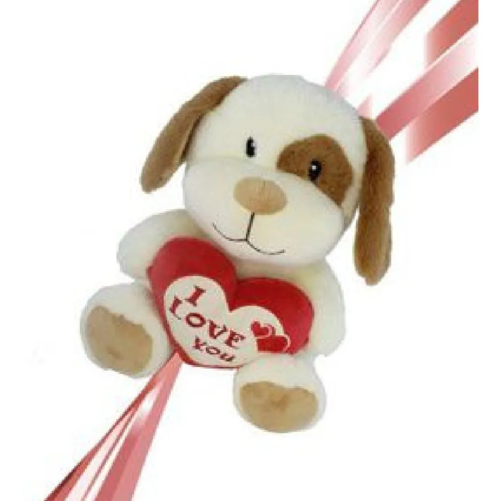 CANE PELUCHE CON CUORE SCRITTA "I LOVE YOU" 22CM CON LACCIO SAN VALENTINO 93697