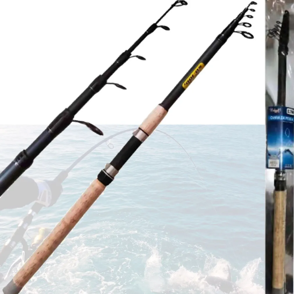 CANNA DA PESCA TELESCOPICA ULTRA LEGGERA MANICO IN SUGHERO 1,8 MT SPINNING MARE