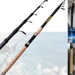CANNA DA PESCA TELESCOPICA ULTRA LEGGERA MANICO IN SUGHERO 2,1 MT SPINNING MARE