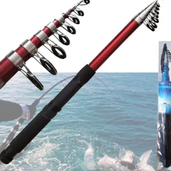CANNA DA PESCA TELESCOPICA SPINNING TRAINA BOLENTINO LEGGERA IN FIBRA 1,8 MT