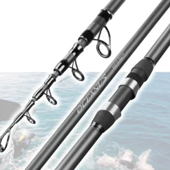 CANNA DA PESCA TELESCOPICA ULTRA LEGGERA IN FIBRA 2,1 MT MARE SPINNING LAGO