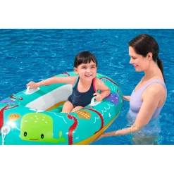 CANOTTO CANOTTINO GONFIABILE PER BAMBINI BALENA PESCI GRANCHIO FELICE 119X79CM 34009