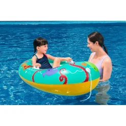 CANOTTO CANOTTINO GONFIABILE PER BAMBINI BALENA PESCI GRANCHIO FELICE 119X79CM 34009