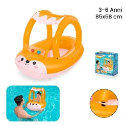 CANOTTO CANOTTINO VOLPE GONFIABILE BAMBINI CON PARASOLE MARE PISCINA 85X58CM 34168