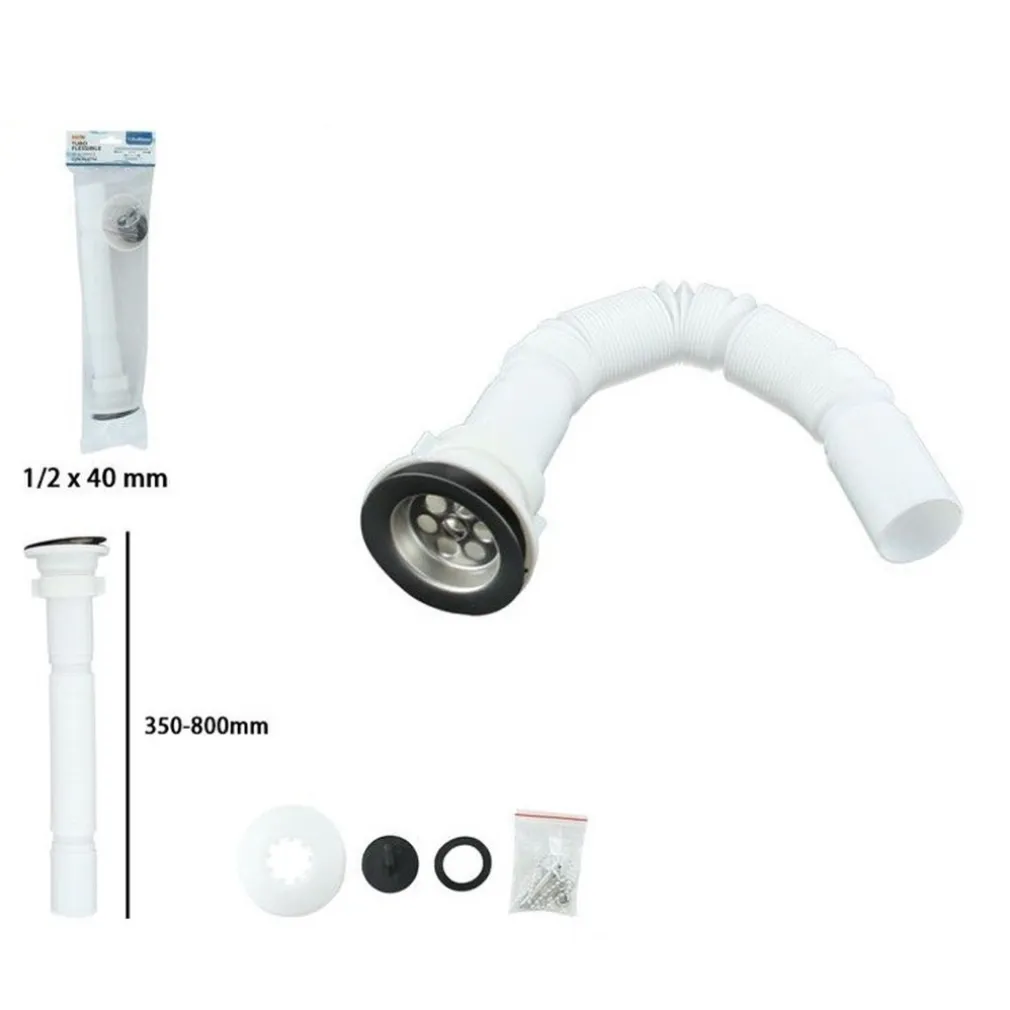 CANOTTO TUBO DI SCARICO ESTENSIBILE LAVABO LAVELLO CON PILETTA 1/2 40 MM 10069