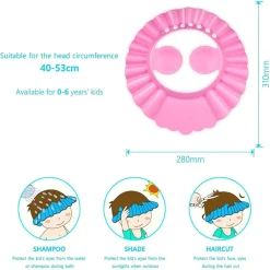 CAPPELLO DOCCIA PER BAMBINI 3 PZ CUFFIA DA BAGNO PER TESTA BAMBINO REGOLABILE VISIERA