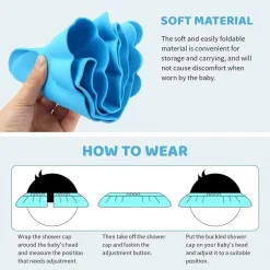 CAPPELLO DOCCIA PER BAMBINI 3 PZ CUFFIA DA BAGNO PER TESTA BAMBINO REGOLABILE VISIERA