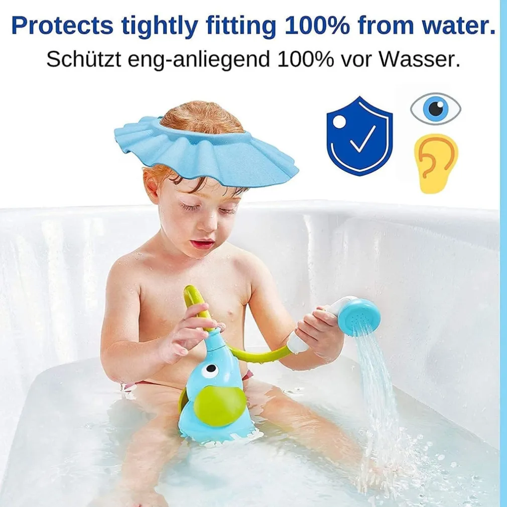 CAPPELLO DOCCIA PER BAMBINI 3 PZ CUFFIA DA BAGNO PER TESTA BAMBINO REGOLABILE VISIERA