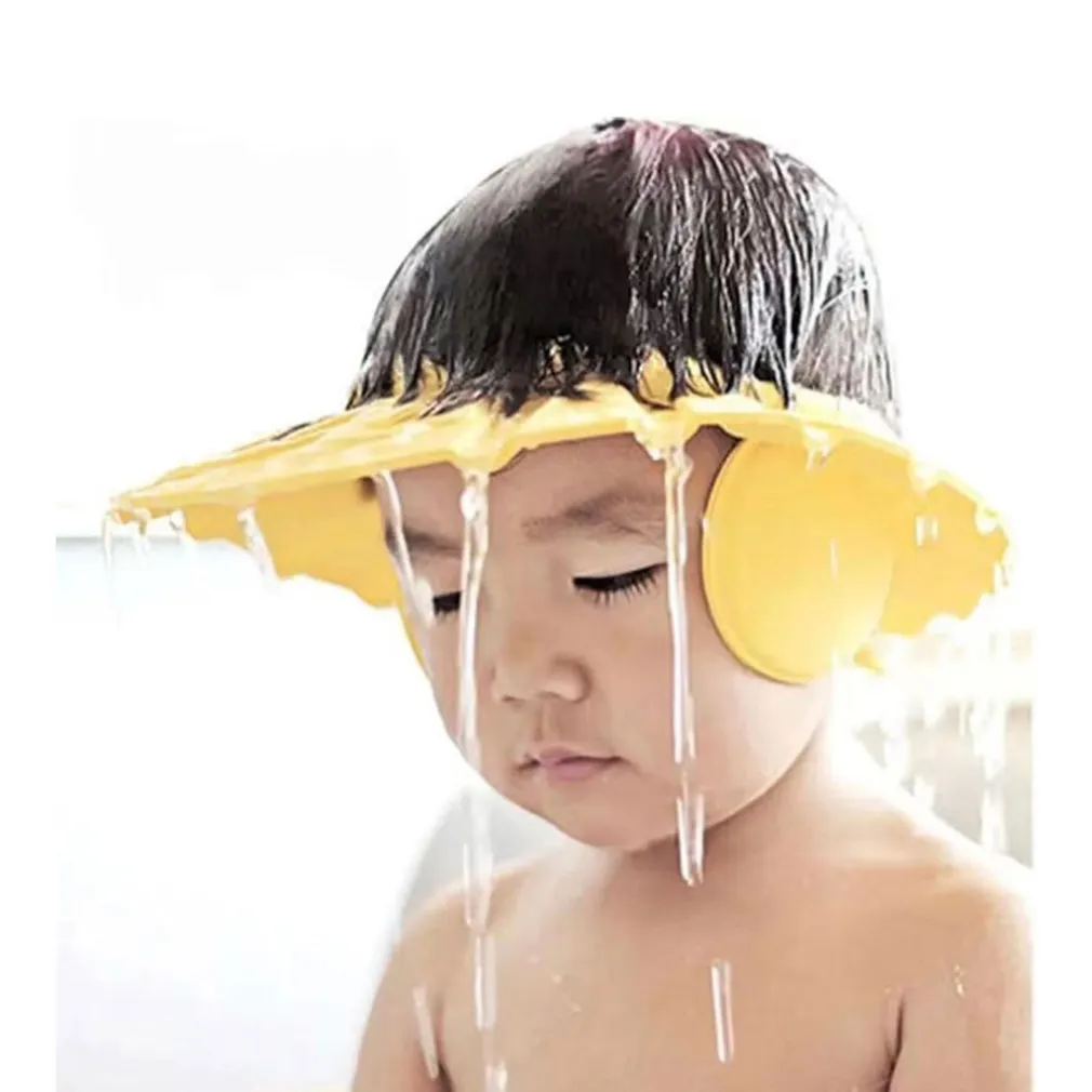 CAPPELLO DOCCIA PER BAMBINI 3 PZ CUFFIA DA BAGNO PER TESTA BAMBINO REGOLABILE VISIERA