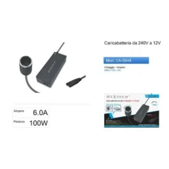 CARICABATTERIA DA 240V A 12V CA-S048 ALIMENTATORE 100W AUTO PRESA PC PER NOTEBOOK