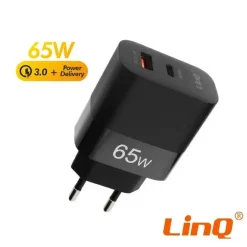 CARICABATTERIA RAPIDO DOPPIO 65W USB QUICK CHARGE 3.0 + TYPE-C POWER DELIVERY AC6563
