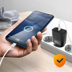 CARICABATTERIA RAPIDO DOPPIO 65W USB QUICK CHARGE 3.0 + TYPE-C POWER DELIVERY AC6563