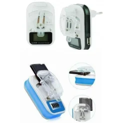 CARICABATTERIA UNIVERSALE CARICATORE LCD USB PER CELLULARE SMARTPHONE FOTOCAMERA