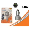 CARICABATTERIE ALIMENTATORE CARICATORE DA AUTO 2 USB 2A+2.4A CON LUCE BLU C-4A24