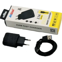 CARICABATTERIE CARICATORE VELOCE INTELLIGENTE CON 2 PORTE USB CAVO TYPE-C CX-16