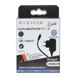 CARICABATTERIE DA VIAGGIO RETE FISSA CON SPINA DC:1.0 5V-1000MA MAXTECH CA-S008B