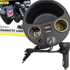 CARICABATTERIE PER AUTO 120W 12/24V RICARICA RAPIDA ACCENDISIGARI 2XUSB Q-T179