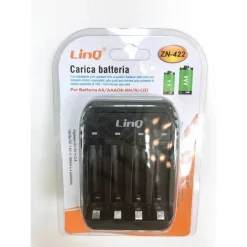CARICABATTERIE PILE TELESCOPICO 4 SLOT INDICATORI LED STILO MINISTILO AA AAA ZN-422