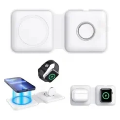 CARICABATTERIE WIRELESS MAGNETICO 15W 2IN1 QI SMARTPHONE AIRPODS SMARTWATCH C3547