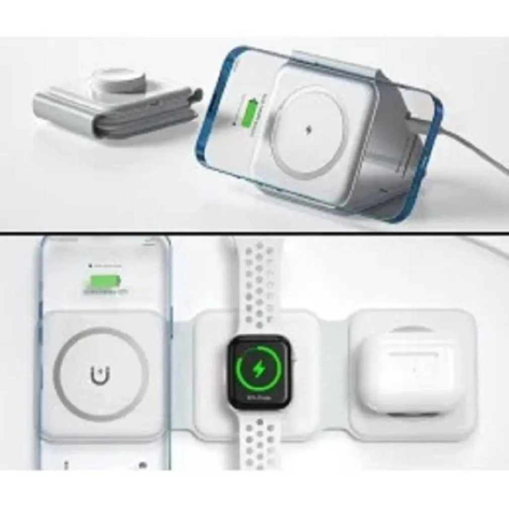 CARICABATTERIE WIRELESS MAGNETICO 15W 3IN1 QI SMARTPHONE AIRPODS SMARTWATCH C3546