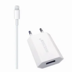 CARICABATTERIE 2X1 LIGHTNING MAXTECH CON ADATTATORE PER IPHONE 5V-1500MA 1MT MS-T005
