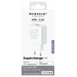 CARICATORE 1 X USB DA 5A SUPERCHARGE CARICABATTERIE ADATTATORE MURO 40W CA-S043