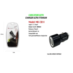 CARICATORE AUTO PORTATILE PER SMARTPHONE DISPOSITIVI 15W 12-24V MAXTECH MA-C014