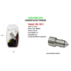 CARICATORE AUTO PORTATILE PER SMARTPHONE DISPOSITIVI 15W 12-24V MAXTECH MA-C014