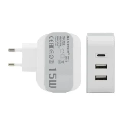 CARICATORE PARETE CASA DOPPIA PORTA USB 1X USB-C TYPE-C RICARICA 15W 3A CA-S049