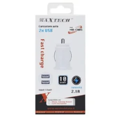 CARICATORE PER AUTO 2 USB CARICABATTERIA PRESA 2.1A RICARICA RAPIDA 10W MA-C005