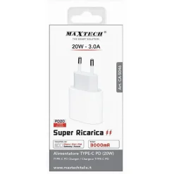 CARICATORE TYPE-C 3A CA-S046 CARICABATTERIA ADATTATORE DISPOSITIVI USB-C RICARICA