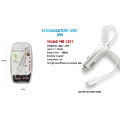 CARICATORE USB RICARICA CARICABATTERIA SMARTPHONE 5PIN 5V-1500MA DA AUTO MAXTECH MA-C013