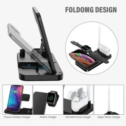 CARICATORE WIRELESS CARICABATTERIE SUPPORTO DI RICARICA DOCKING 4 IN 1 Q-CD60