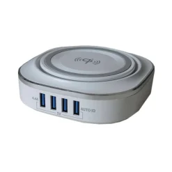 CARICATORE WIRELESS QI STAZIONE DI RICARICA 24W 4 PORTE USB 5V 4.4A 24W FO528
