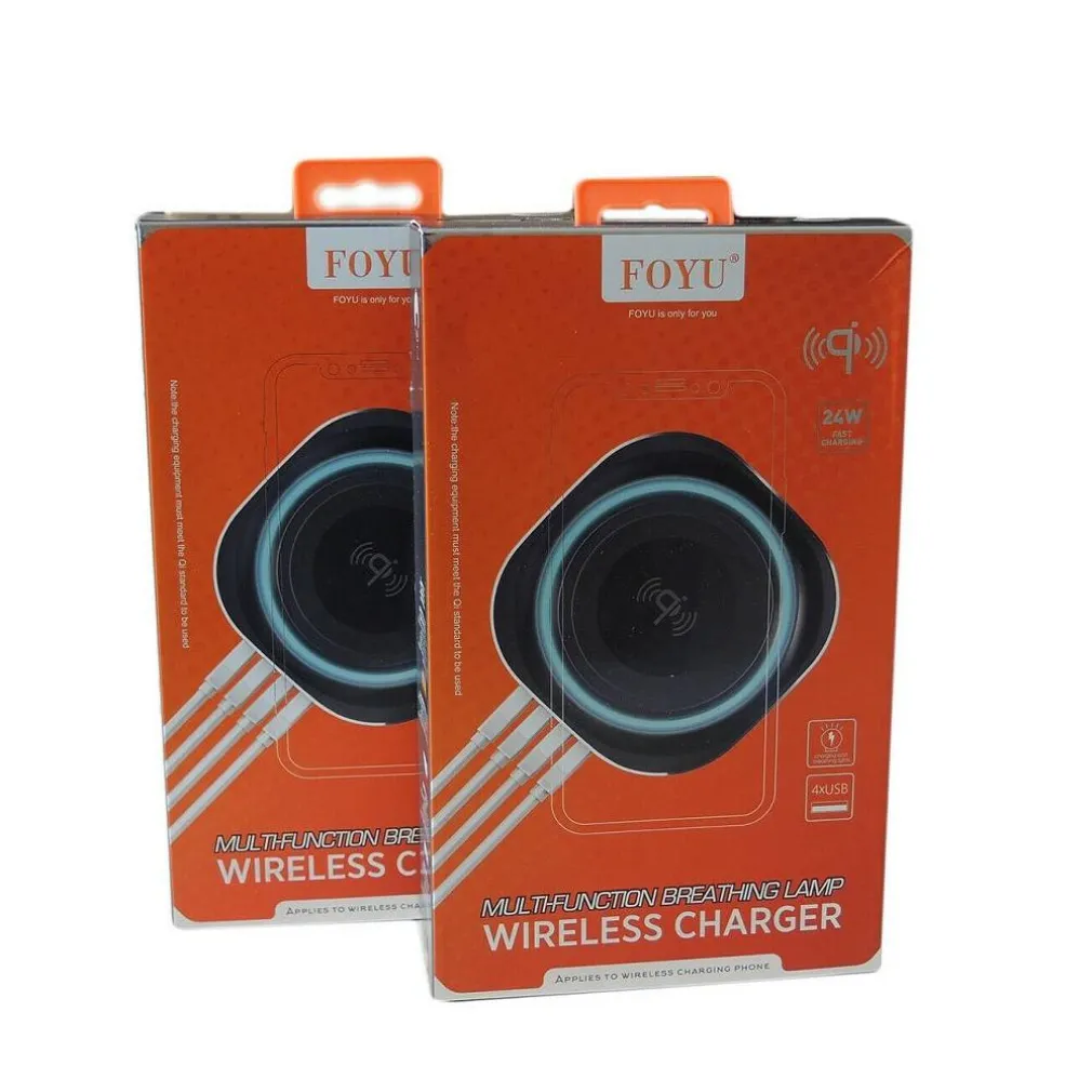 CARICATORE WIRELESS QI STAZIONE DI RICARICA 24W 4 PORTE USB 5V 4.4A 24W FO528
