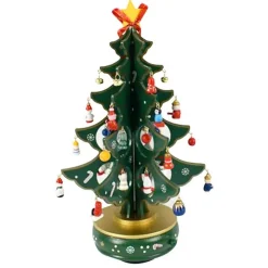 CARILLON NATALIZIO ALBERO DI NATALE LEGNO CON ADDOBBI 33CM DECORAZIONI NATALIZIE