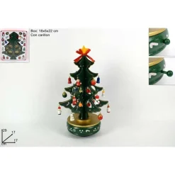 CARILLON NATALIZIO ALBERO DI NATALE LEGNO CON ADDOBBI 29CM DECORAZIONI NATALIZIE