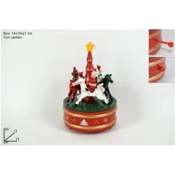 CARILLON NATALIZIO GIOSTRA DI NATALE IN LEGNO DECORAZIONI NATALIZIE 14 X 21 CM