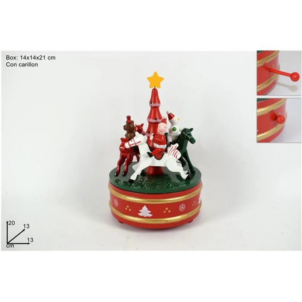 CARILLON NATALIZIO GIOSTRA DI NATALE IN LEGNO DECORAZIONI NATALIZIE 14 X 21 CM