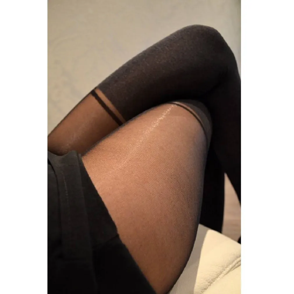 CAROLA 40 DEN COLLANT MELANGE MICROFIBRA CON EFFETTO CALZE AUTOREGGENTI PARIGINE