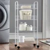 CARRELLO 4 RIPIANI IN METALLO BIANCO CON RUOTE SOLUZIONE SALVASPAZIO 81X37X26CM