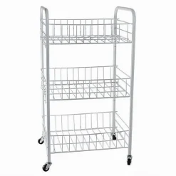 CARRELLO IN METALLO DA BAGNO PORTAOGGETTI 3 RIPIANI PORTA OGGETTI CON RUOTE 52531