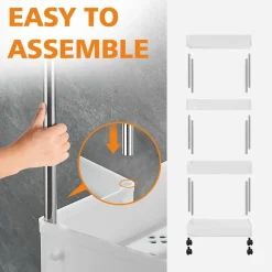 CARRELLO PORTAOGGETTI 4 LIVELLI SALVASPAZIO A 4 RUOTE SCAFFALE PER CUCINA BAGNO