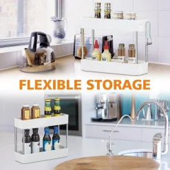 CARRELLO PORTAOGGETTI 4 LIVELLI SALVASPAZIO A 4 RUOTE SCAFFALE PER CUCINA BAGNO